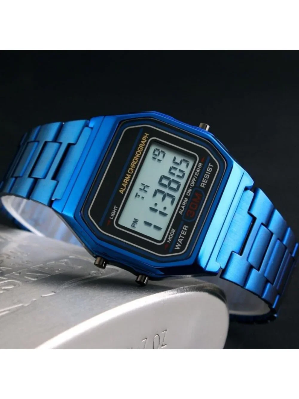 Men's Digital Gold Stainless Steel Sport Watch | Waterproof, Stopwatch, Alarm